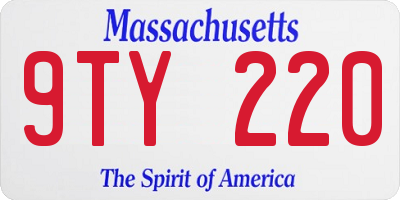 MA license plate 9TY220
