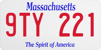 MA license plate 9TY221