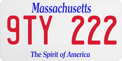 MA license plate 9TY222