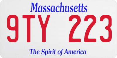 MA license plate 9TY223