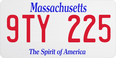 MA license plate 9TY225
