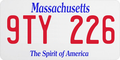 MA license plate 9TY226