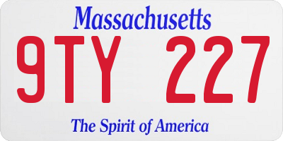 MA license plate 9TY227
