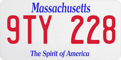 MA license plate 9TY228