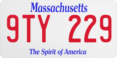 MA license plate 9TY229