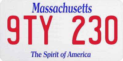MA license plate 9TY230
