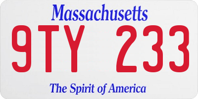 MA license plate 9TY233
