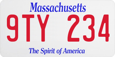 MA license plate 9TY234