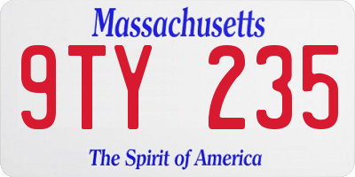 MA license plate 9TY235