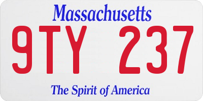 MA license plate 9TY237