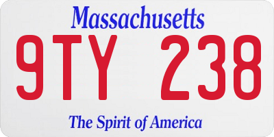 MA license plate 9TY238