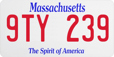 MA license plate 9TY239