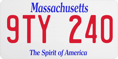MA license plate 9TY240