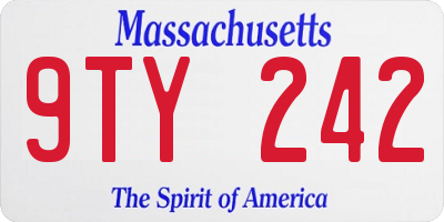 MA license plate 9TY242