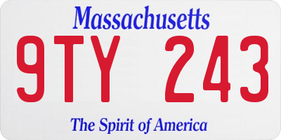 MA license plate 9TY243