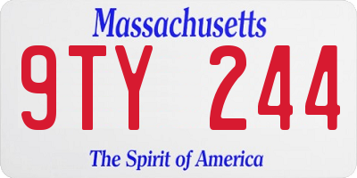 MA license plate 9TY244