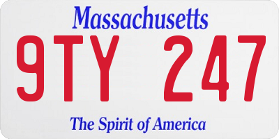 MA license plate 9TY247