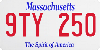 MA license plate 9TY250