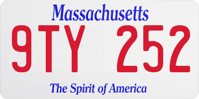 MA license plate 9TY252