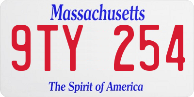 MA license plate 9TY254
