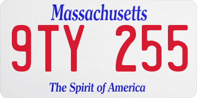 MA license plate 9TY255