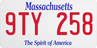 MA license plate 9TY258