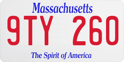 MA license plate 9TY260
