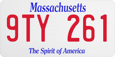 MA license plate 9TY261