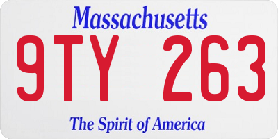 MA license plate 9TY263