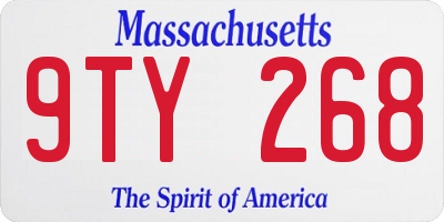 MA license plate 9TY268