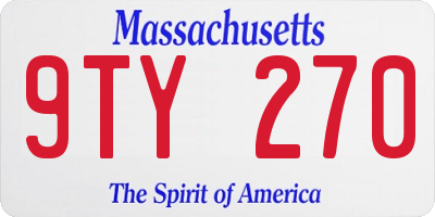 MA license plate 9TY270