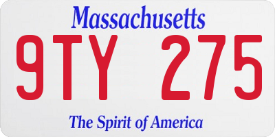 MA license plate 9TY275
