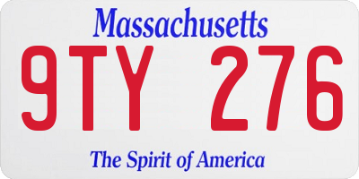 MA license plate 9TY276