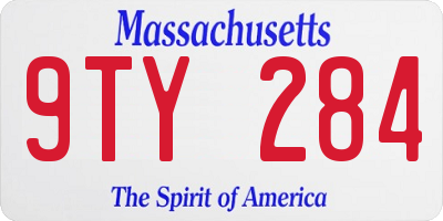 MA license plate 9TY284