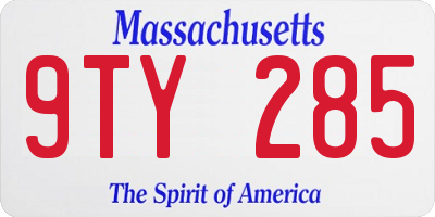 MA license plate 9TY285