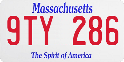 MA license plate 9TY286