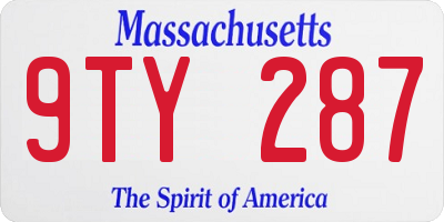 MA license plate 9TY287