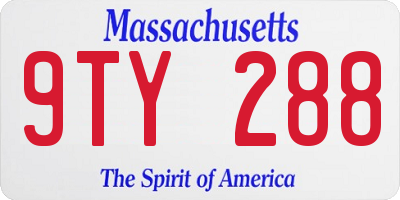 MA license plate 9TY288