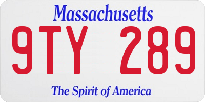 MA license plate 9TY289