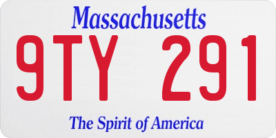 MA license plate 9TY291