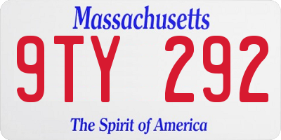 MA license plate 9TY292