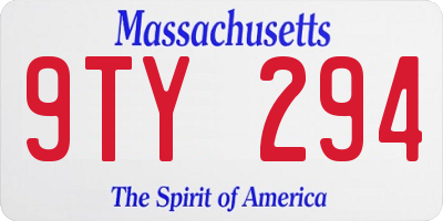 MA license plate 9TY294