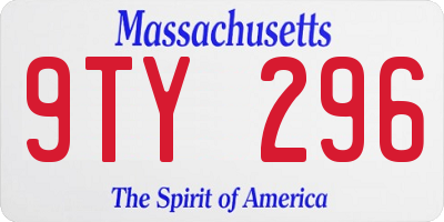 MA license plate 9TY296