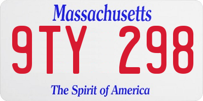 MA license plate 9TY298