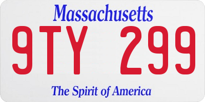 MA license plate 9TY299