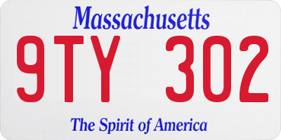 MA license plate 9TY302