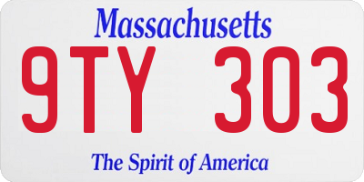 MA license plate 9TY303