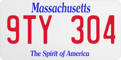 MA license plate 9TY304