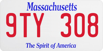 MA license plate 9TY308