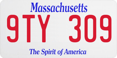 MA license plate 9TY309